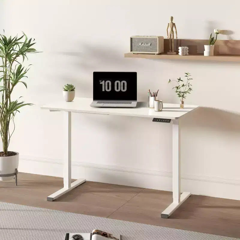 Electric Height-Adjustable Standing Desk with Solid Desktop