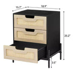 3-Drawer Nightstand with Metal Legs
