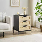 3-Drawer Nightstand with Metal Legs