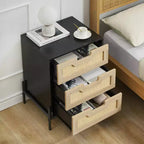 3-Drawer Nightstand with Metal Legs