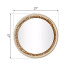 Round Wood Wall Mirror with Boho Bead Frame