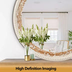 Round Wood Wall Mirror with Boho Bead Frame