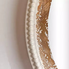 Round Wood Wall Mirror with Boho Bead Frame
