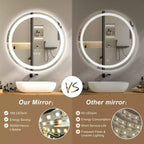Round Frameless LED Bathroom Vanity Mirror with Anti-Fog and Dimmable Light