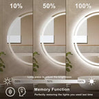 Round Frameless LED Bathroom Vanity Mirror with Anti-Fog and Dimmable Light