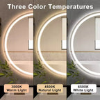 Round Frameless LED Bathroom Vanity Mirror with Anti-Fog and Dimmable Light