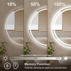 Round Frameless LED Bathroom Vanity Mirror with Anti-Fog and Dimmable Light