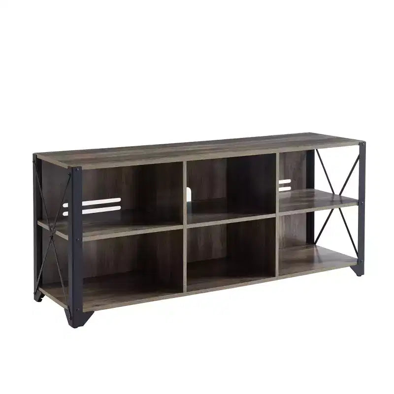 Industrial TV Stand for TVs Up to 55 Inches with Open Shelves