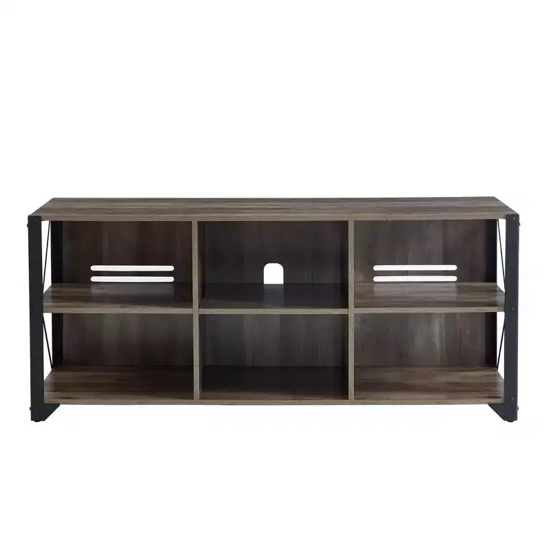 Industrial TV Stand for TVs Up to 55 Inches with Open Shelves