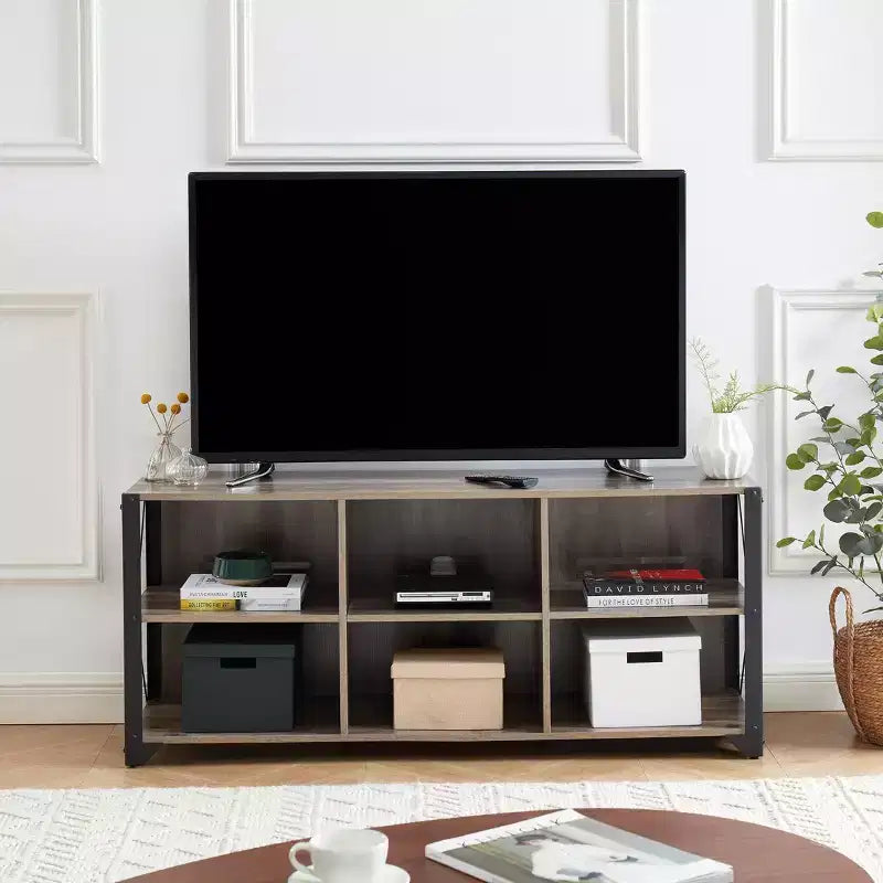 Industrial TV Stand for TVs Up to 55 Inches with Open Shelves