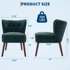 Modern Armless Velvet Chair with Wooden Legs (Multiple Colors)
