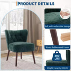 Modern Armless Velvet Chair with Wooden Legs (Multiple Colors)