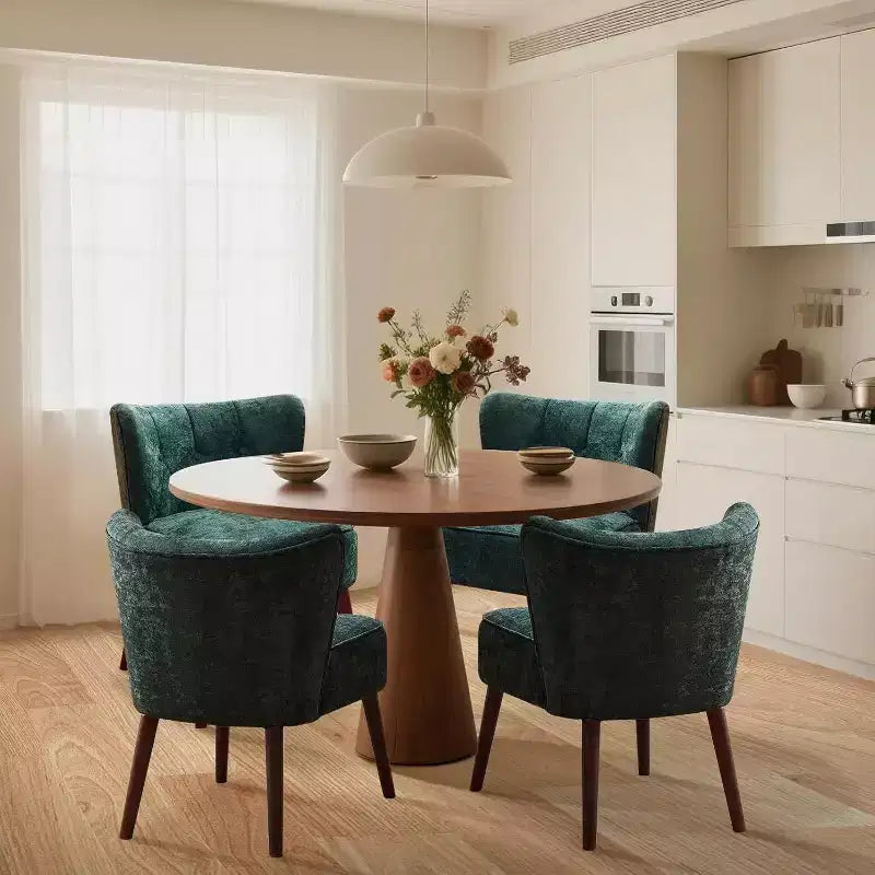 Modern Armless Velvet Chair with Wooden Legs (Multiple Colors)