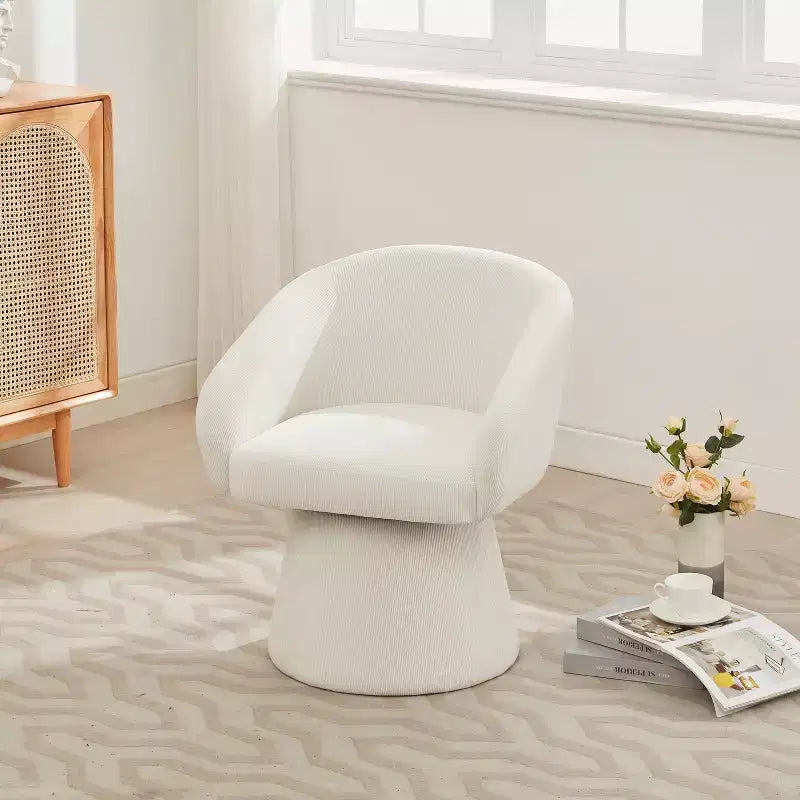 Mid-Century Modern Swivel Corduroy Accent Chair