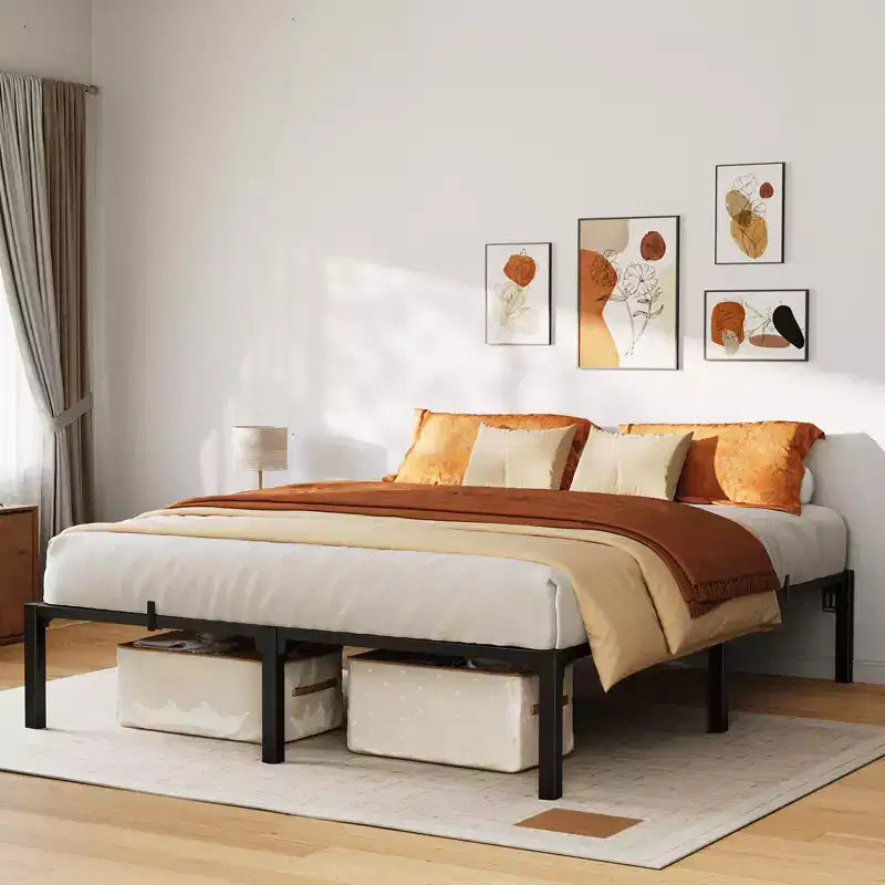 Metal Bed Frame with Screwless Assembly – King Size