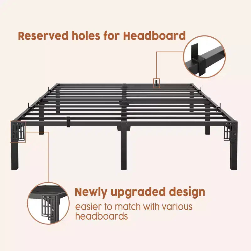 Metal Bed Frame with Screwless Assembly – King Size