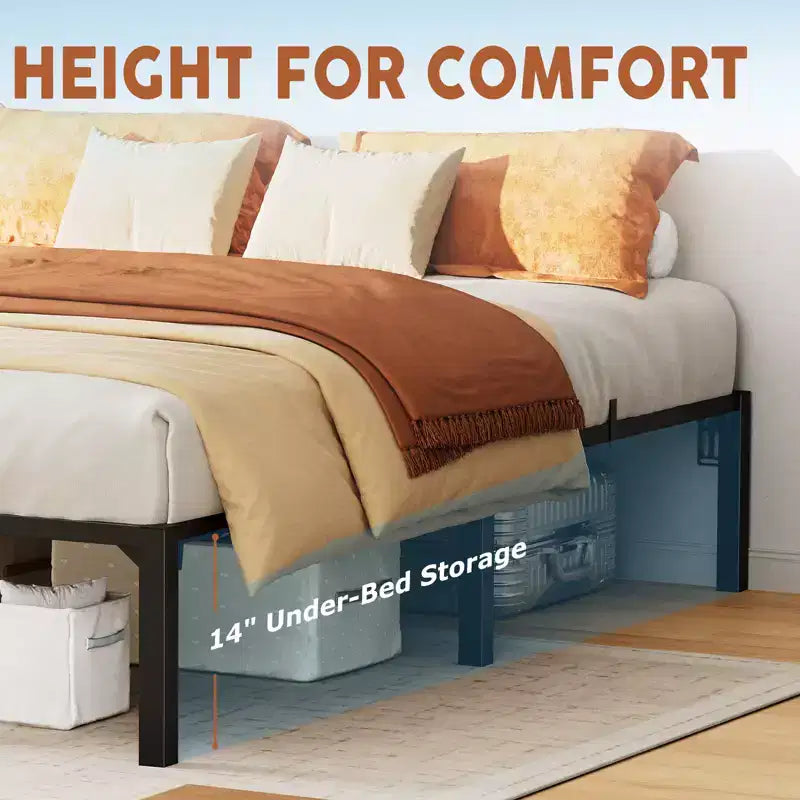 Metal Bed Frame with Screwless Assembly – King Size