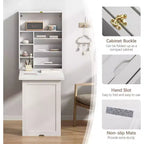 Wall Mounted Fold-Out Desk with Storage Shelves, White