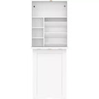 Wall Mounted Fold-Out Desk with Storage Shelves, White
