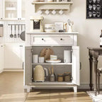 Farmhouse Storage Cabinet with 3 Adjustable Shelves and Drawer – Kitchen & Entryway Organizer