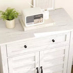 Farmhouse Storage Cabinet with 3 Adjustable Shelves and Drawer – Kitchen & Entryway Organizer