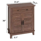 Farmhouse Storage Cabinet with 3 Adjustable Shelves and Drawer – Kitchen & Entryway Organizer