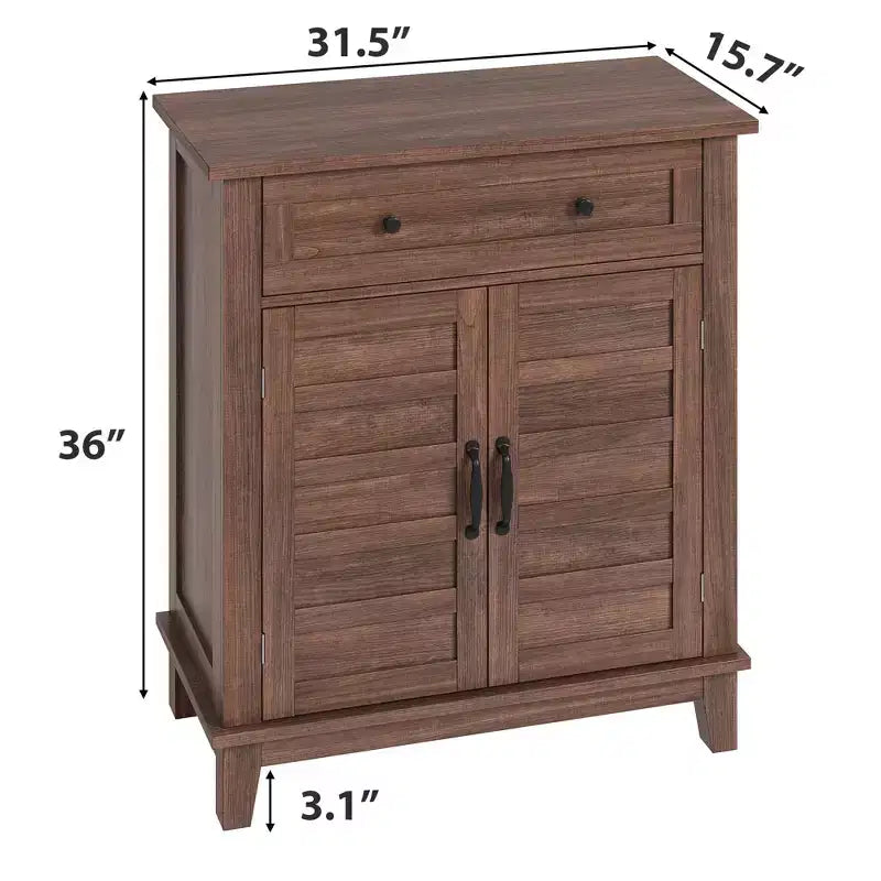 Farmhouse Storage Cabinet with 3 Adjustable Shelves and Drawer – Kitchen & Entryway Organizer