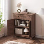 Farmhouse Storage Cabinet with 3 Adjustable Shelves and Drawer – Kitchen & Entryway Organizer