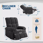 Oversized Swivel Rocker Recliner Chair with Chenille Upholstery