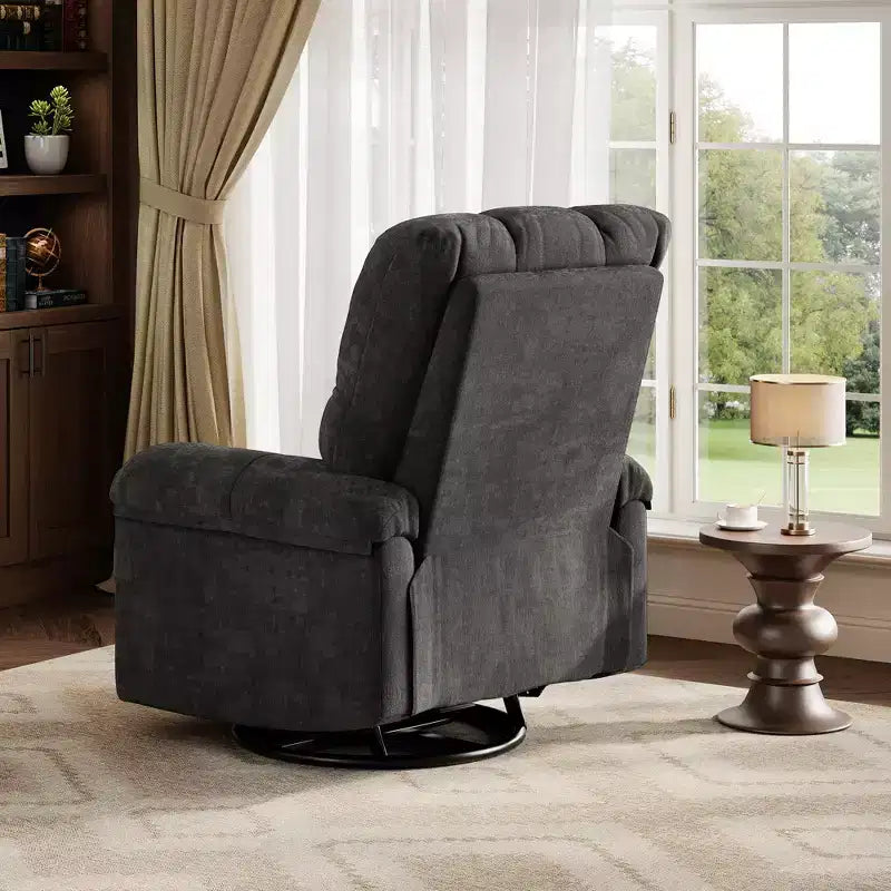 Oversized Swivel Rocker Recliner Chair with Chenille Upholstery
