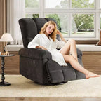 Oversized Swivel Rocker Recliner Chair with Chenille Upholstery