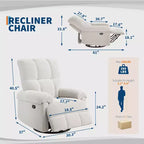 Oversized Swivel Rocker Recliner Chair with Chenille Upholstery