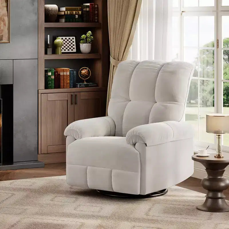 Oversized Swivel Rocker Recliner Chair with Chenille Upholstery