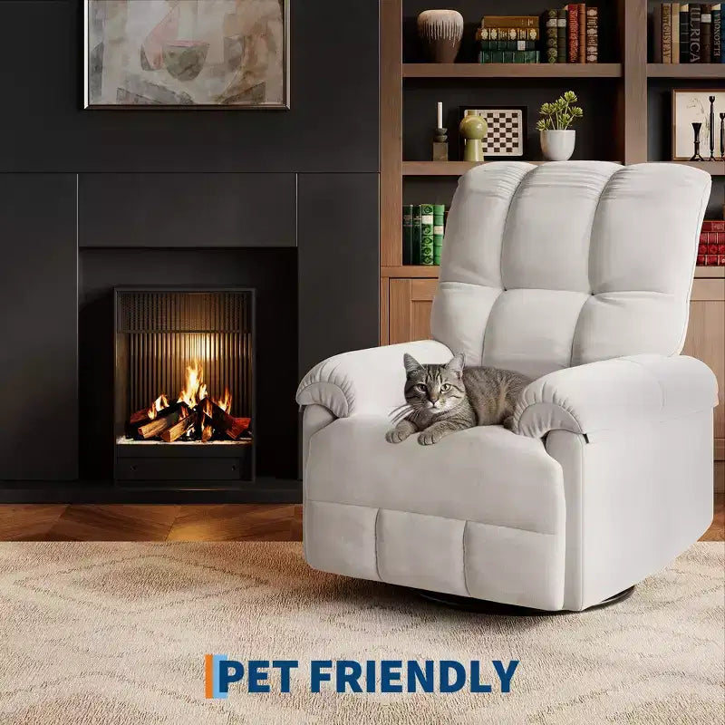 Oversized Swivel Rocker Recliner Chair with Chenille Upholstery