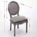Set of 2 French Style Dining Chairs with Rattan Back and Linen Upholstery