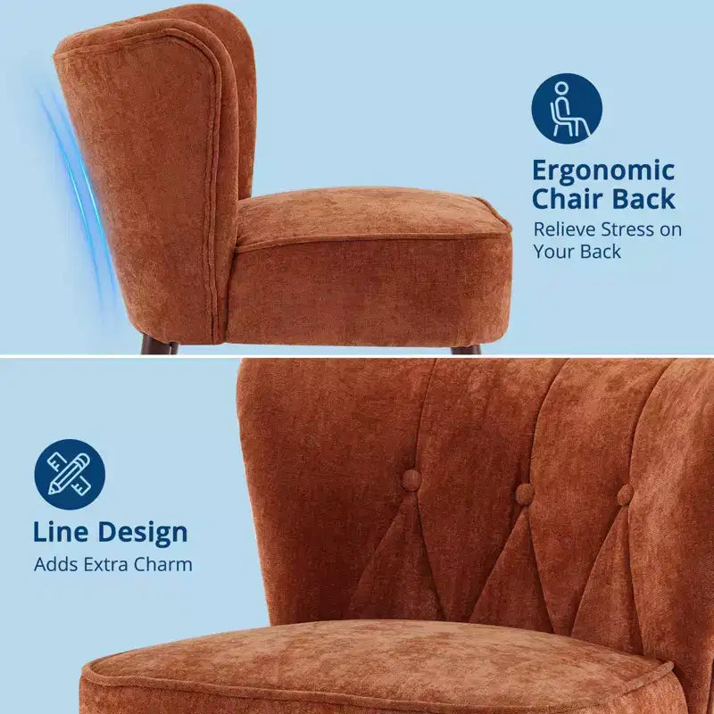 Mid Century Accent Chair with Solid Wood Legs and Upholstered Wingback