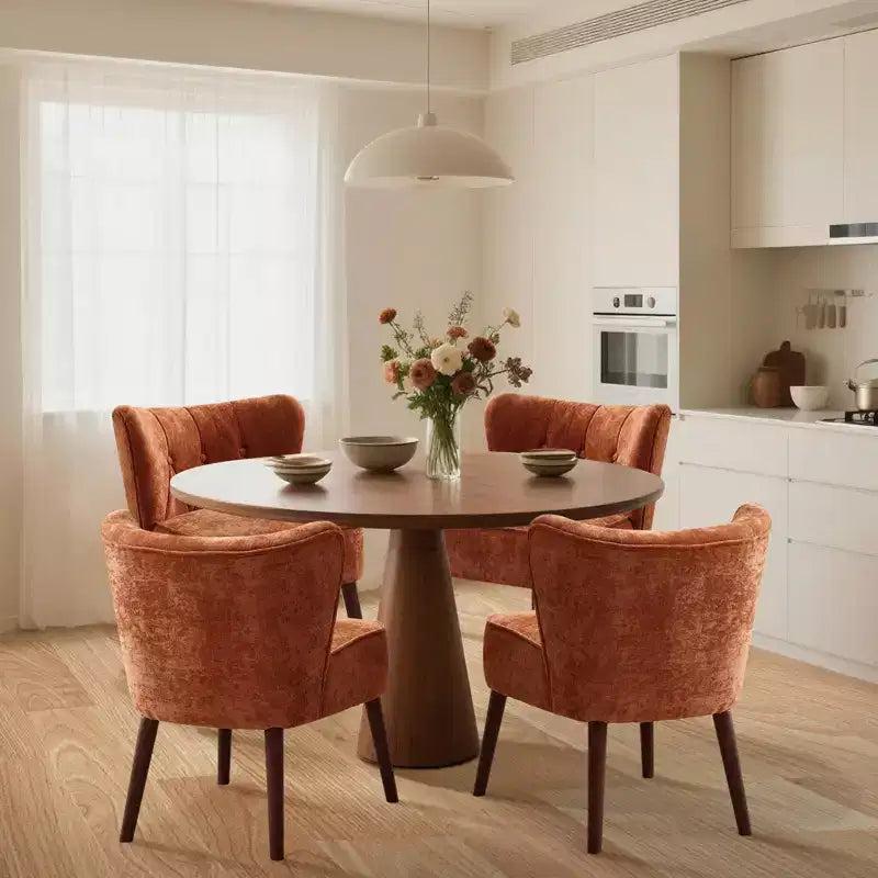 Mid Century Accent Chair with Solid Wood Legs and Upholstered Wingback
