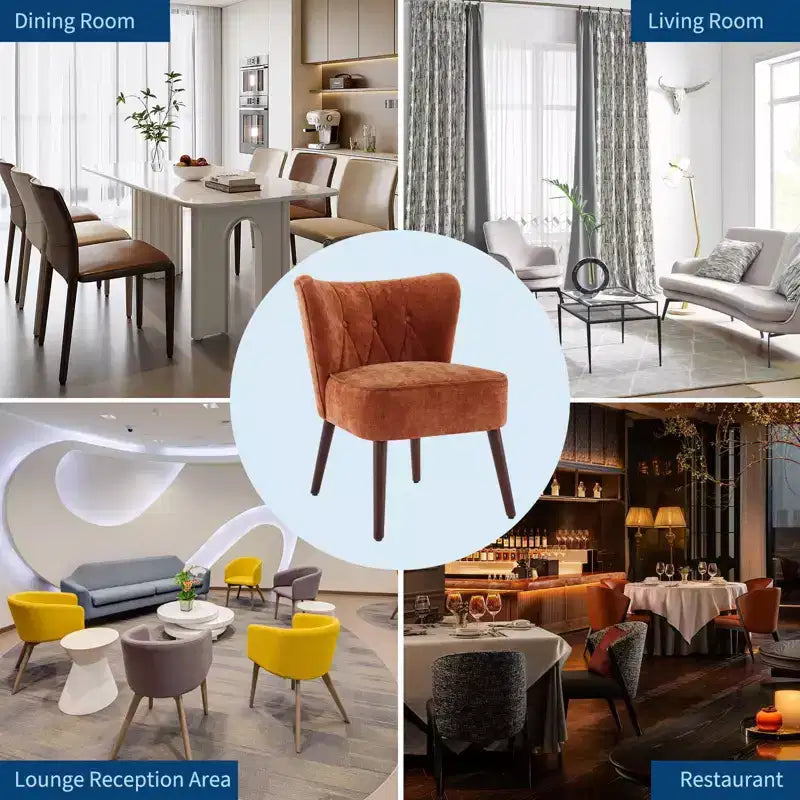 Mid Century Accent Chair with Solid Wood Legs and Upholstered Wingback