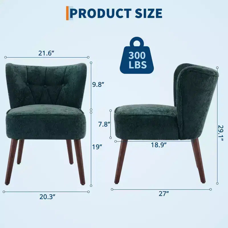 Mid Century Accent Chair with Solid Wood Legs and Upholstered Wingback