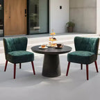 Mid Century Accent Chair with Solid Wood Legs and Upholstered Wingback