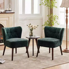 Mid Century Accent Chair with Solid Wood Legs and Upholstered Wingback