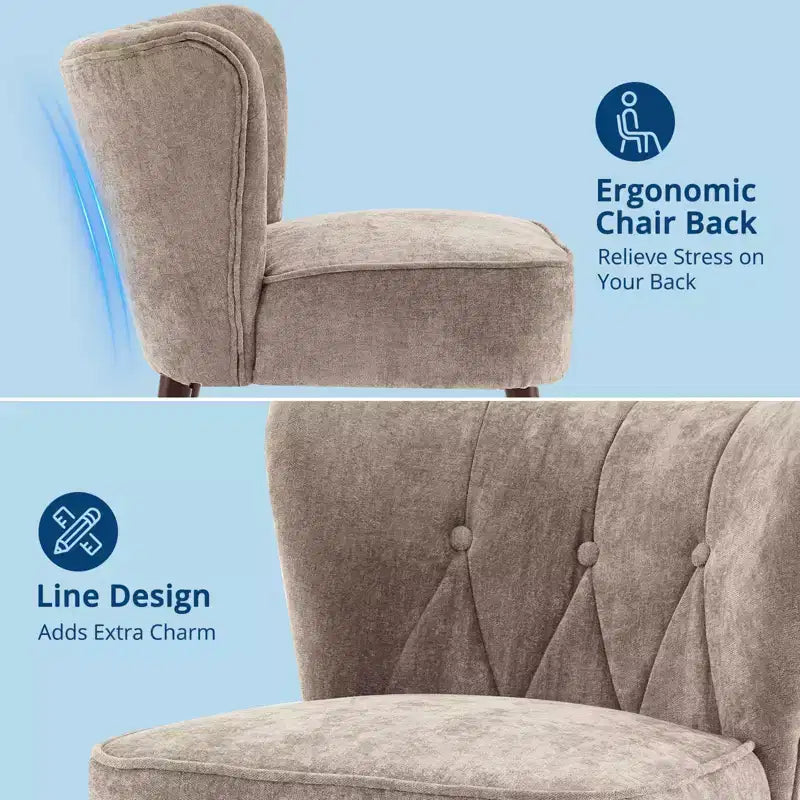 Mid Century Accent Chair with Solid Wood Legs and Upholstered Wingback
