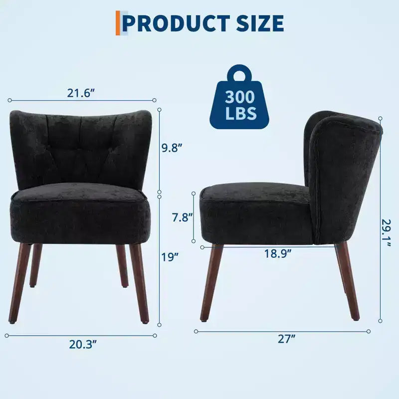 Mid Century Accent Chair with Solid Wood Legs and Upholstered Wingback