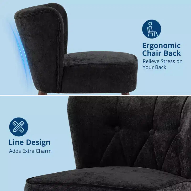 Mid Century Accent Chair with Solid Wood Legs and Upholstered Wingback