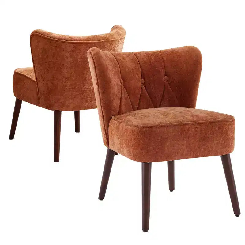 Mid Century Accent Chair with Solid Wood Legs and Upholstered Wingback