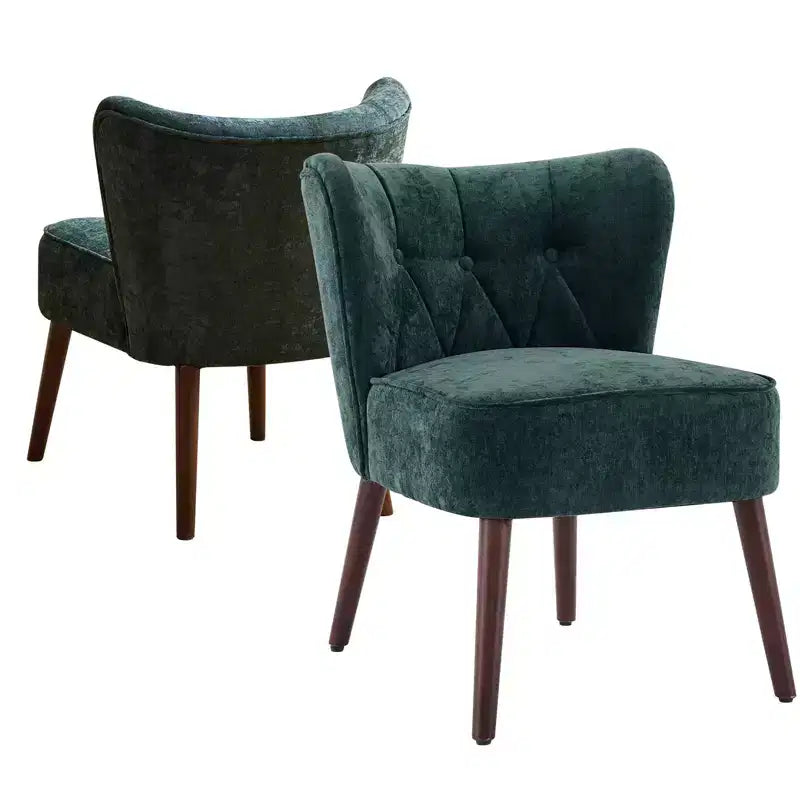 Mid Century Accent Chair with Solid Wood Legs and Upholstered Wingback