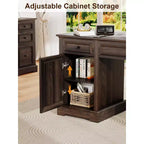 60" Farmhouse Executive Desk with Drawers and Cabinet – Rustic Wood Home Office Desk