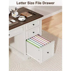 60" Farmhouse Executive Desk with Drawers and Cabinet – Rustic Wood Home Office Desk