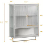Wall-Mounted Bathroom Cabinet with Glass Door and Removable Shelves