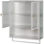 Wall-Mounted Bathroom Cabinet with Glass Door and Removable Shelves
